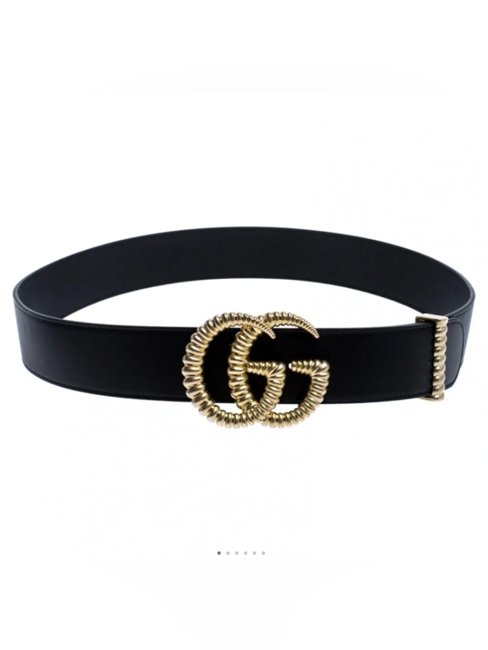 Gucci Black Leather GG Marmont Buckle Belt 85CM 34
